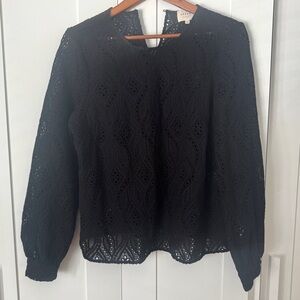 Sezane Elegant Black Lace Women's Top